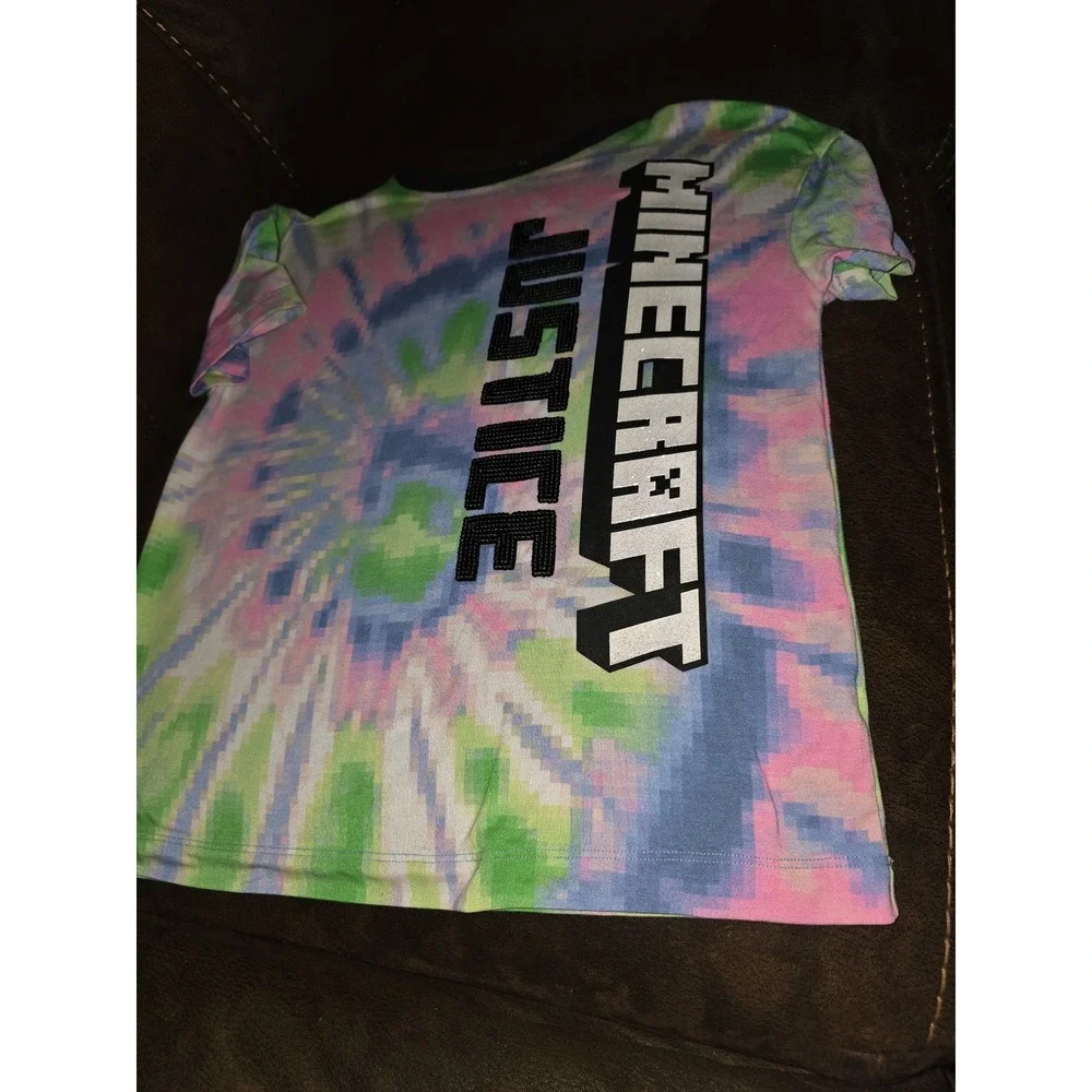 Justice Minecraft outfit top and shorts tie dye set size 7 8